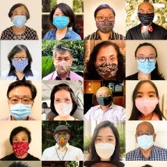 Collage of headshots of people of Asian decent wearing face masks