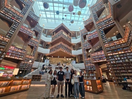 Students in a library